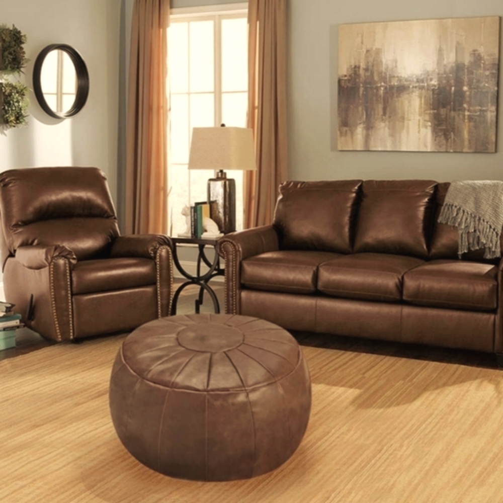 Brown Unstuffed PU Faux Leather Ottoman (Cover Only)